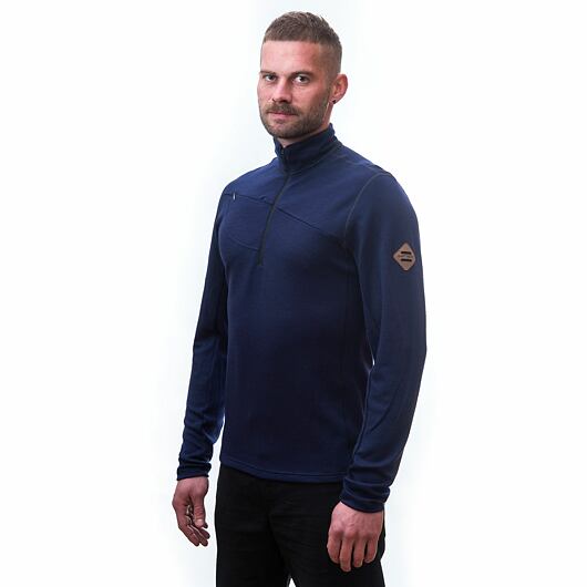 SENSOR MERINO UPPER pánská mikina krátký zip deep blue Velikost: S - Obrázek 2