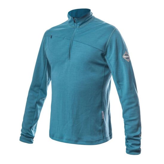 SENSOR MERINO UPPER pánská mikina krátký zip mint blue Velikost: M