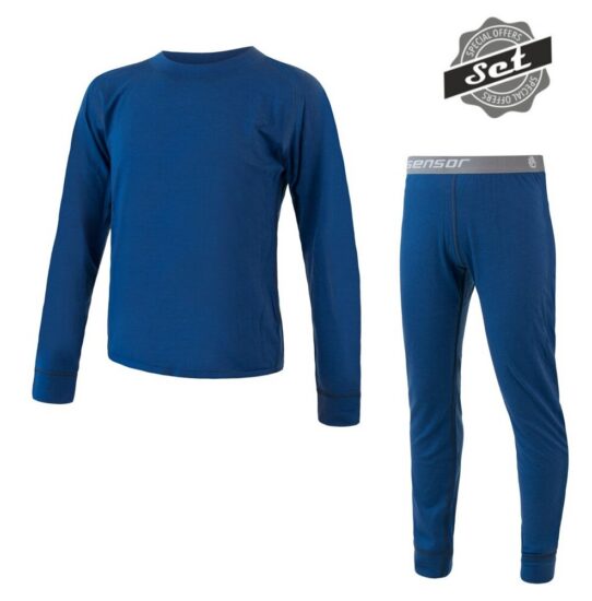 SENSOR MERINO AIR SET dětský triko dl.rukáv + spodky tm.modrá Velikost: 130