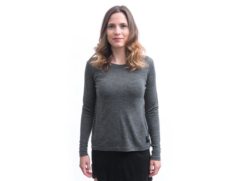 SENSOR MERINO LITE dámské triko dl.rukáv anthracite gray Velikost: M - Obrázek 2