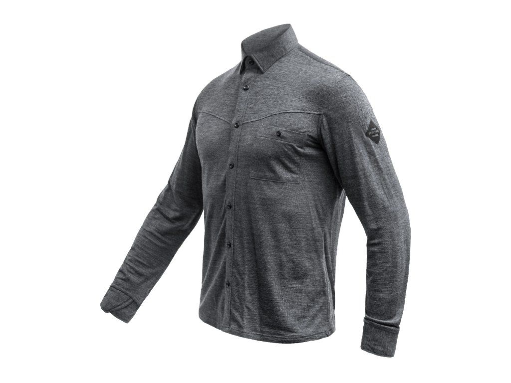 SENSOR MERINO LITE unisex košile dl.rukáv anthracite gray M Velikost: M