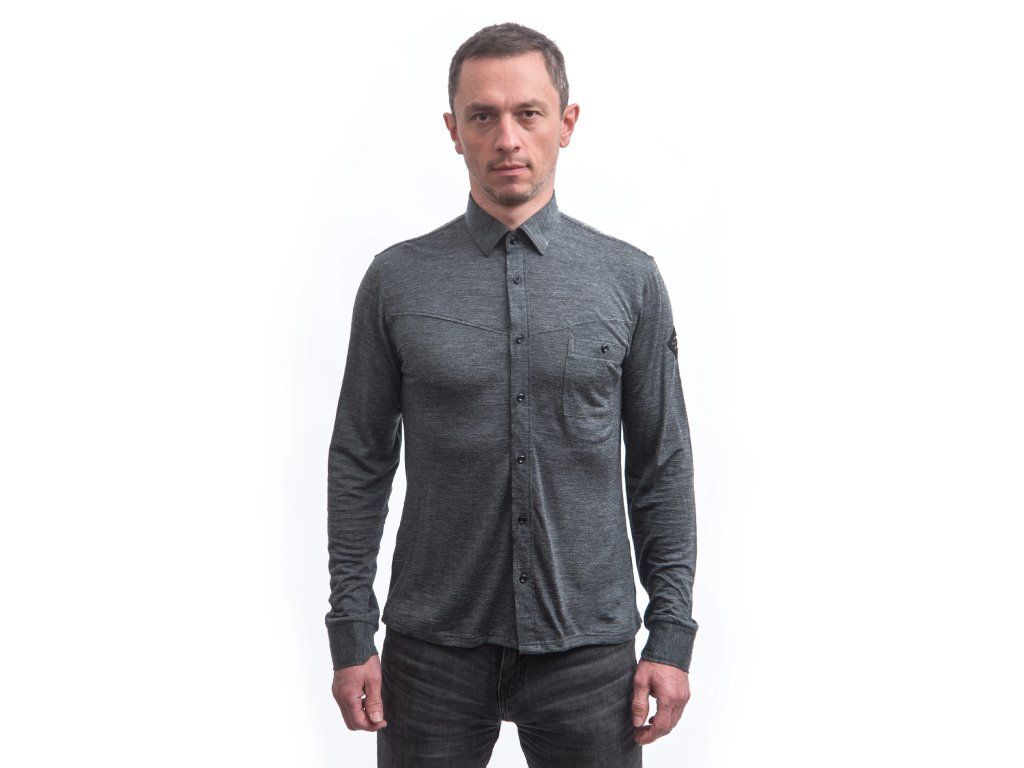SENSOR MERINO LITE unisex košile dl.rukáv anthracite gray M Velikost: XL - Obrázek 2