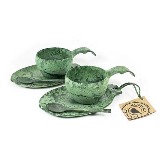 Kupilka Slow Down set - 2x KUKSA - 210 ml + 2x talíř + 2x čajová lžička - Conifer (GREEN) 6430014975225