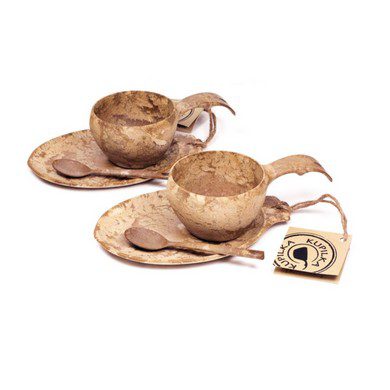 Kupilka Slow Down set - 2x KUKSA - 210 ml + 2x talíř + 2x čajová lžička - Original (BROWN) 6430014975218