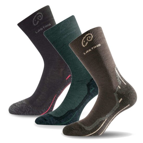 LASTING merino ponožky WHI 3-PACK černá+hnědá+zelená