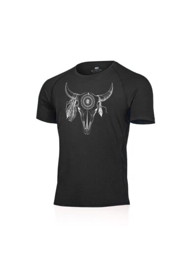 Lasting BULO 9090 černé pánské merino triko s tiskem Velikost: M