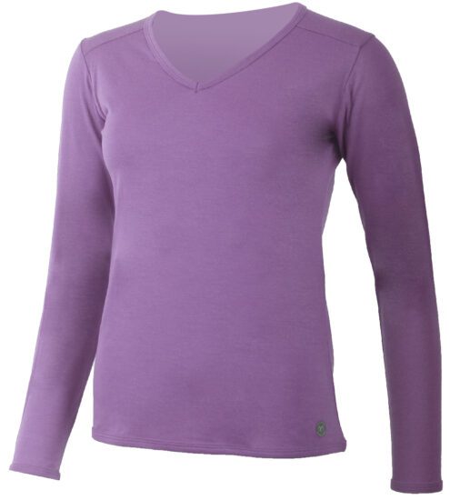 Lasting EVA 4242 fialové dámské merino triko s výstřihem Velikost: L