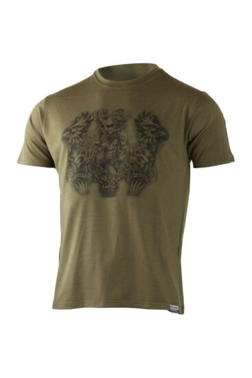 Lasting HERO 6369 zelené pánské merino triko s tiskem Velikost: XL 8595067876474