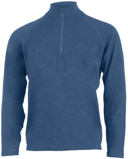 Lasting HONOS 5252 modré pánské vlněné merino triko se zipem u krku Velikost: XL
