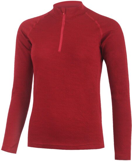 Lasting HONY 3690 červené dámské vlněné merino triko se zipem u krku Velikost: S 8596445238419