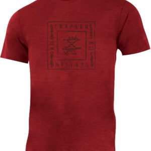 Lasting RADIM 3636 červené pánské merino triko s tiskem Velikost: 2XL