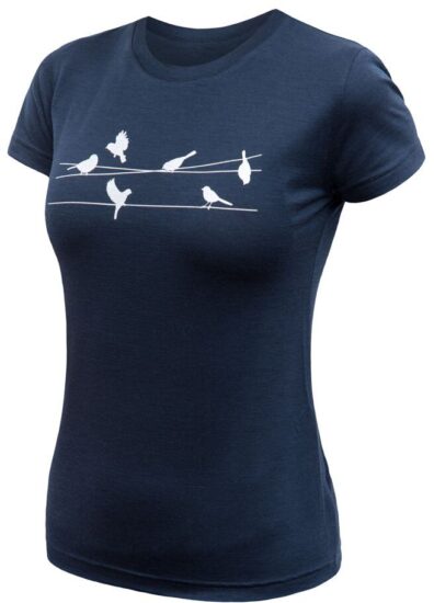 SENSOR MERINO ACTIVE SONGBIRDS dámské triko kr.rukáv deep blue Velikost: L