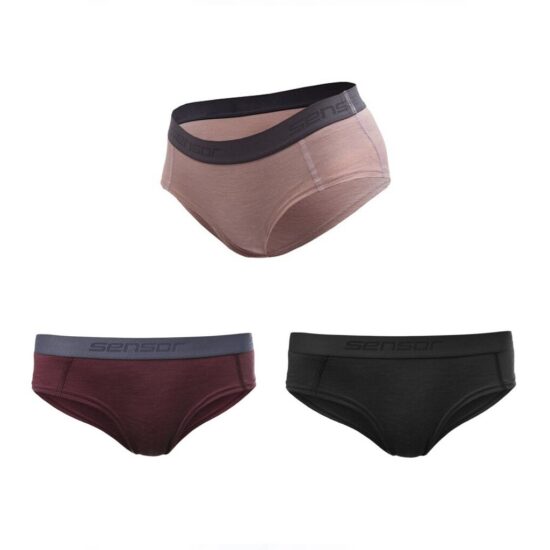 SENSOR MERINO AIR 3-PACK dámské kalhotky černá/dusty pink/port red Velikost: XL
