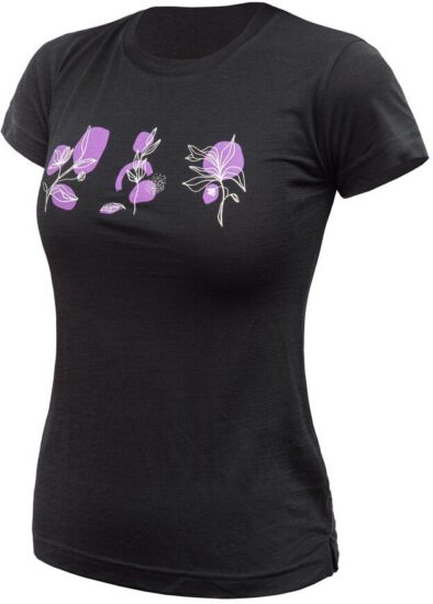 SENSOR MERINO AIR BLOOM dámské triko kr.rukáv černá Velikost: XL