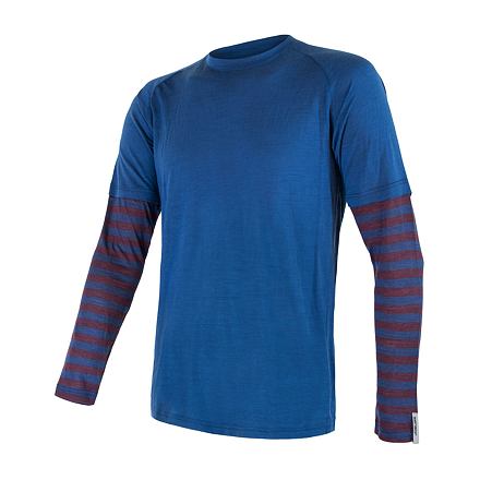 SENSOR MERINO AIR PT pánské triko dl.rukáv tm.modrá/vínová pruhy Velikost: XXL 8592837070858