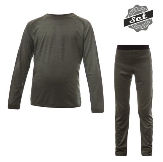 SENSOR MERINO AIR SET dětský triko dl.rukáv + spodky olive green 23200036-00 Velikost: 110