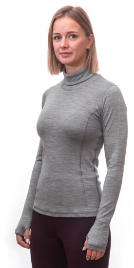 SENSOR MERINO BOLD dámské triko dl.rukáv roll neck cool gray Velikost: M - Obrázek 2