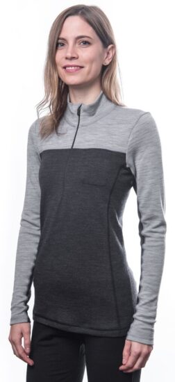 SENSOR MERINO BOLD dámské triko dl.rukáv zip anthracite/cool gray Velikost: S - Obrázek 2