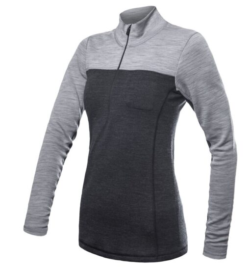 SENSOR MERINO BOLD dámské triko dl.rukáv zip anthracite/cool gray Velikost: S