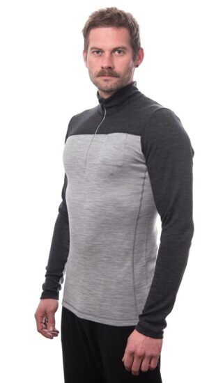 SENSOR MERINO BOLD pánské triko dl.rukáv zip cool gray/anthracite Velikost: XXL - Obrázek 2