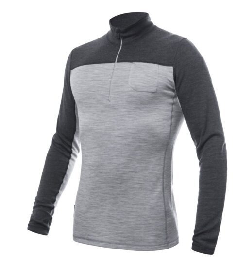 SENSOR MERINO BOLD pánské triko dl.rukáv zip cool gray/anthracite Velikost: XXL