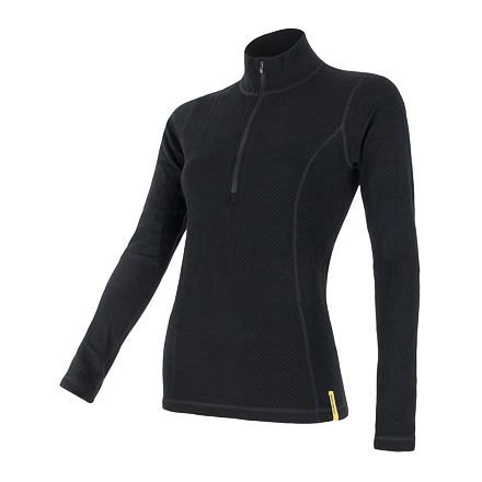 SENSOR MERINO DF dámské triko dl.rukáv zip černá Velikost: L 8592837017686