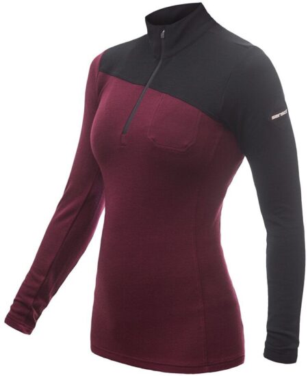 SENSOR MERINO EXTREME dámské triko dl.rukáv zip port red/černá Velikost: XL 8592837086156