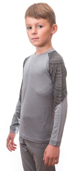 SENSOR MERINO IMPRESS SET dětský triko dl.rukáv + spodky šedá/maori Velikost: 120 - Obrázek 2