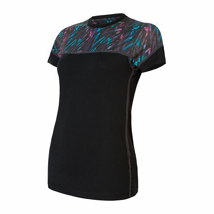 SENSOR MERINO IMPRESS dámské triko kr.rukáv černá/stripes Velikost: S 8592837078519