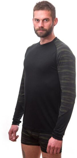 SENSOR MERINO IMPRESS pánské triko dl.rukáv černá/batik Velikost: XL - Obrázek 2