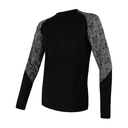 SENSOR MERINO IMPRESS pánské triko dl.rukáv černá/skulls Velikost: XXL 8592837067285