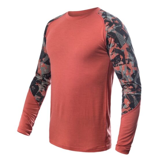 SENSOR MERINO IMPRESS pánské triko dl.rukáv terracotta/rush Velikost: XXL