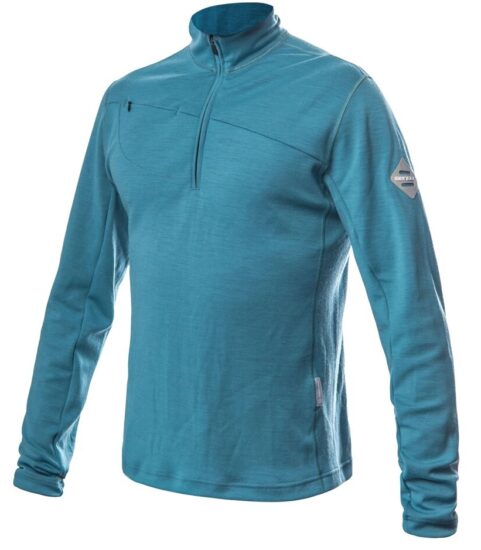 SENSOR MERINO UPPER pánská mikina krátký zip mint blue Velikost: XXL