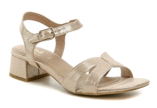 Jana 8-28382-46 lesklé béžové dámské sandály na podpatku EUR 38