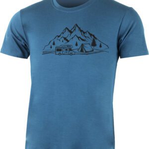 Lasting ALBI 5454 modré pánské merino triko s tiskem Velikost: L