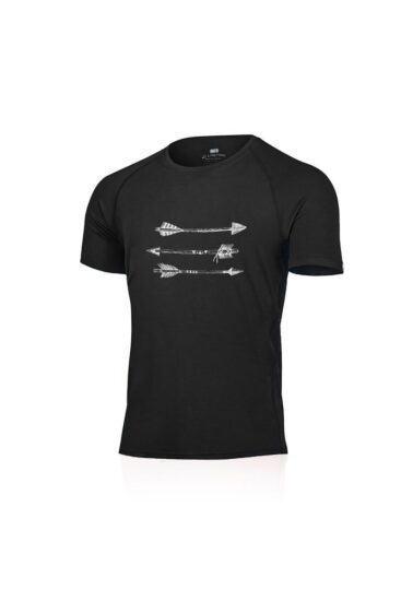 Lasting AROW 9090 černé pánské merino triko s tiskem Velikost: XL