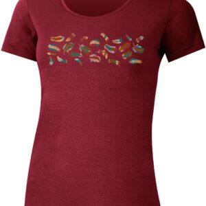 Lasting FLAVIA 4949 růžové dámské merino triko s tiskem Velikost: XL