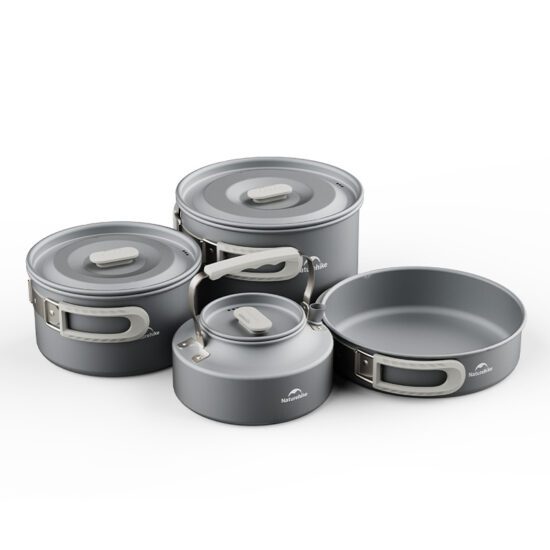Naturehike nádobí Sada pro 4-7 osob (2x hrnec s madlem+konvice+pánev) var. 1. - 1186g