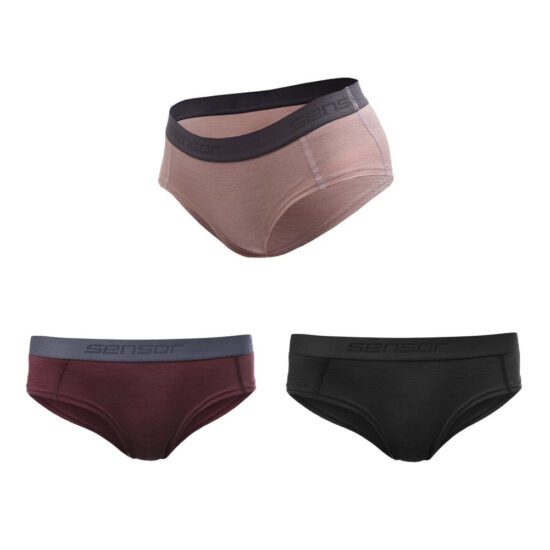 SENSOR MERINO AIR 3-PACK dámské kalhotky černá/dusty pink/port red S Velikost: L 8592837111834