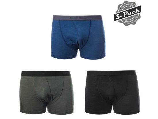 SENSOR MERINO AIR 3-PACK pánské trenky černá/tm.modrá/olive Velikost: XXL