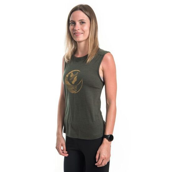 SENSOR MERINO AIR FOX dámské triko bez rukávu olive green Velikost: M - Obrázek 2