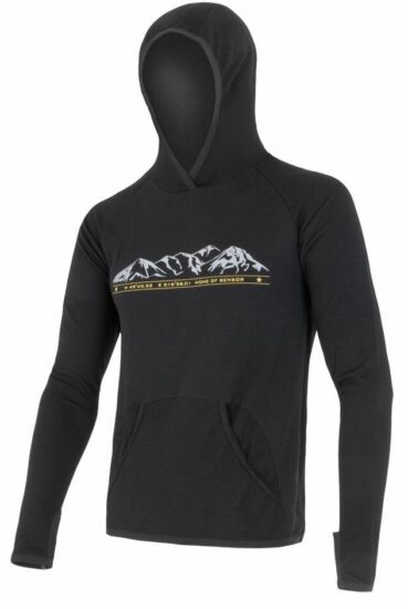 SENSOR MERINO UPPER MOUNTAINS pánská mikina klokanka černá Velikost: XXL 8592837021553