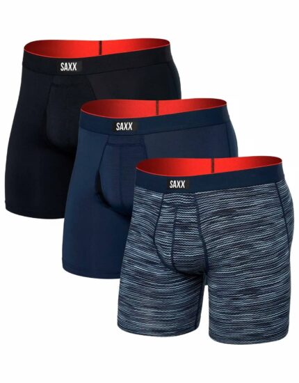 Saxx MULTI-SPORT MESH BOXER BRIEF FLY 3PK wavelength/navy/black Velikost: XL