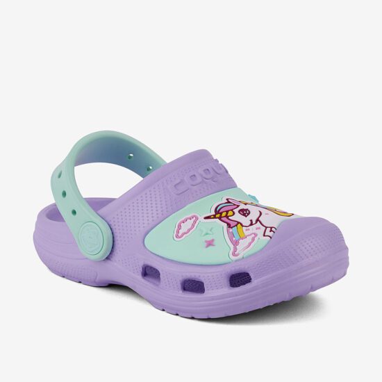 Dětské clogsy COQUI MAXI Unicorn fialové / pastelově zelené