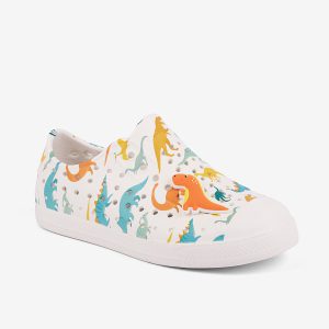 Dětské tenisky COQUI STAR bílé s potiskem dinosaurů + amulet