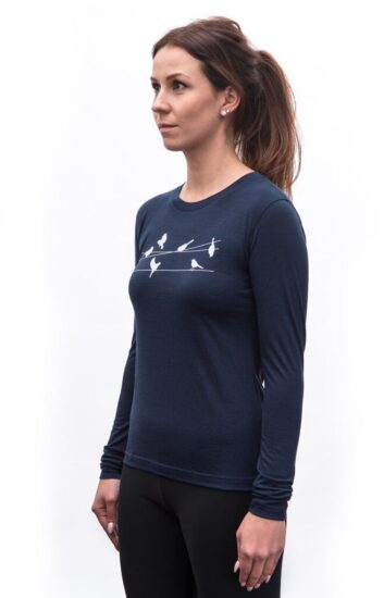 SENSOR MERINO ACTIVE SONGBIRDS dámské triko dl.rukáv deep blue Velikost: M - Obrázek 2