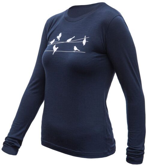 SENSOR MERINO ACTIVE SONGBIRDS dámské triko dl.rukáv deep blue Velikost: S