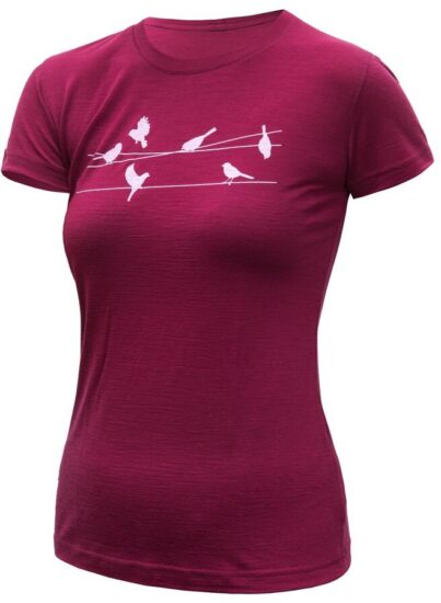 SENSOR MERINO ACTIVE SONGBIRDS dámské triko kr.rukáv lilla Velikost: XL