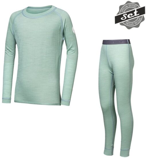 SENSOR MERINO AIR SET dětský triko dl.rukáv + spodky basil green Velikost: 120
