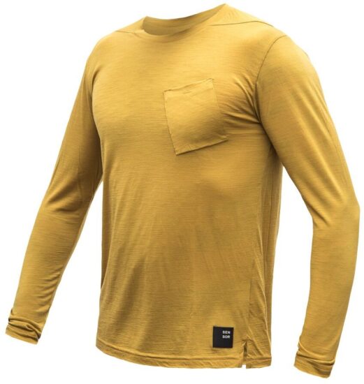 SENSOR MERINO AIR traveller pánské triko dl.rukáv mustard Velikost: S